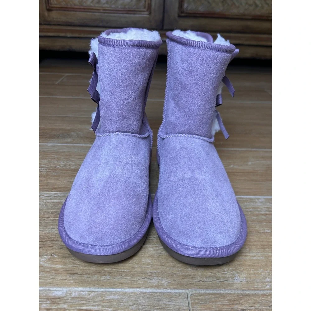 Koolaburra by UGG Victoria Purple Suede Bow Boots Girls Size‎ 4
